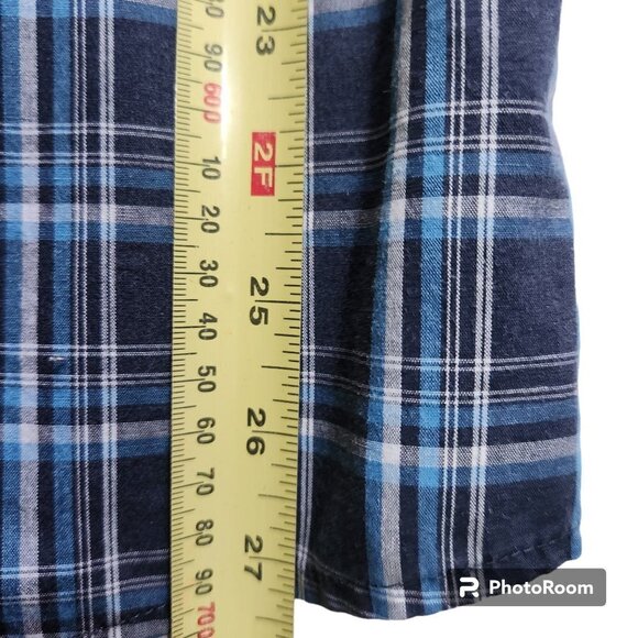 Wrangler Shirt Wrinkle Resistant Men's Large Blue Plaid Short Sleeve Button Down - Picture 4 of 9